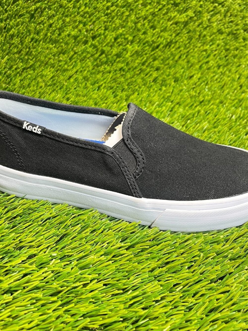 Keds Double Decker Canvas Womens Size 5 Black Walking Slip On Shoes Sneakers